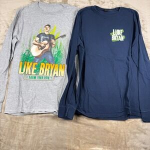 Lot of 2 Luke Bryan Concert Tour Long‎ Sleeve T-Shirts Unisex Size Small